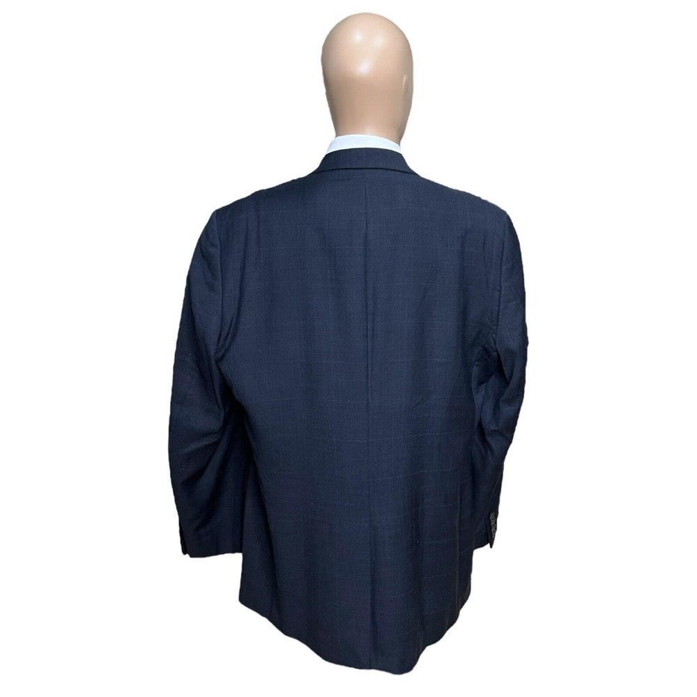 Lauren Ralph Lauren Men's 46R Navy Blue Plaid 100% Wool 2 Button Blazer Jacket - Picture 2 of 11